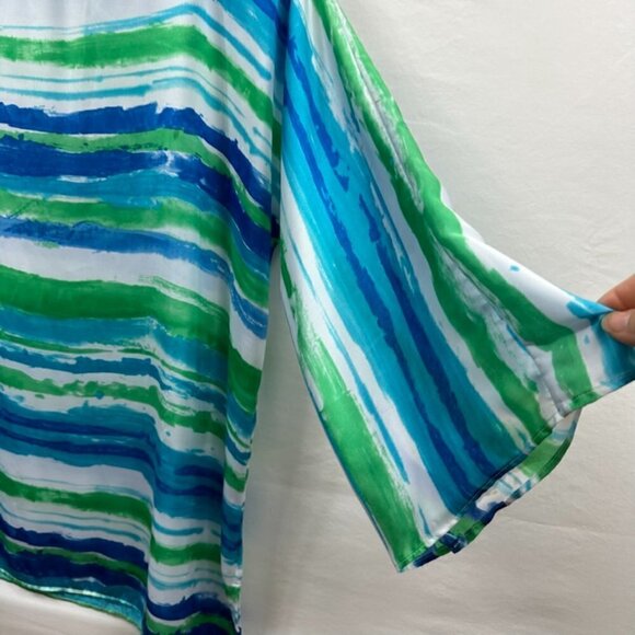 Ralph Lauren Blue Green Silk Tunic Long Sleeve Top, M - Picture 5 of 12